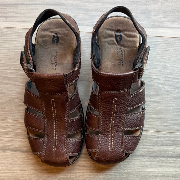 Dr. Scholls Men's Brown Leather Gaston Fisherman Sandals Size 9 - Picture 1 of 4